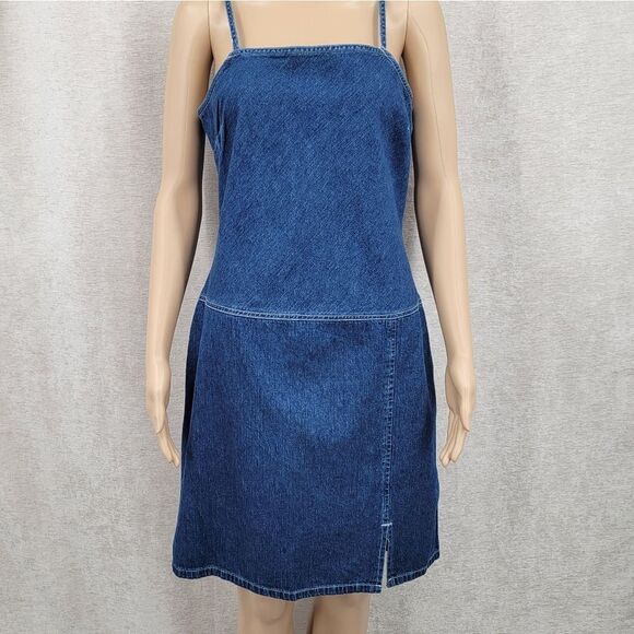 Faded Glory Y2K Denim Tank Midi Dress Women's Medium 8 / 10 Blue Jean - Picture 2 of 10